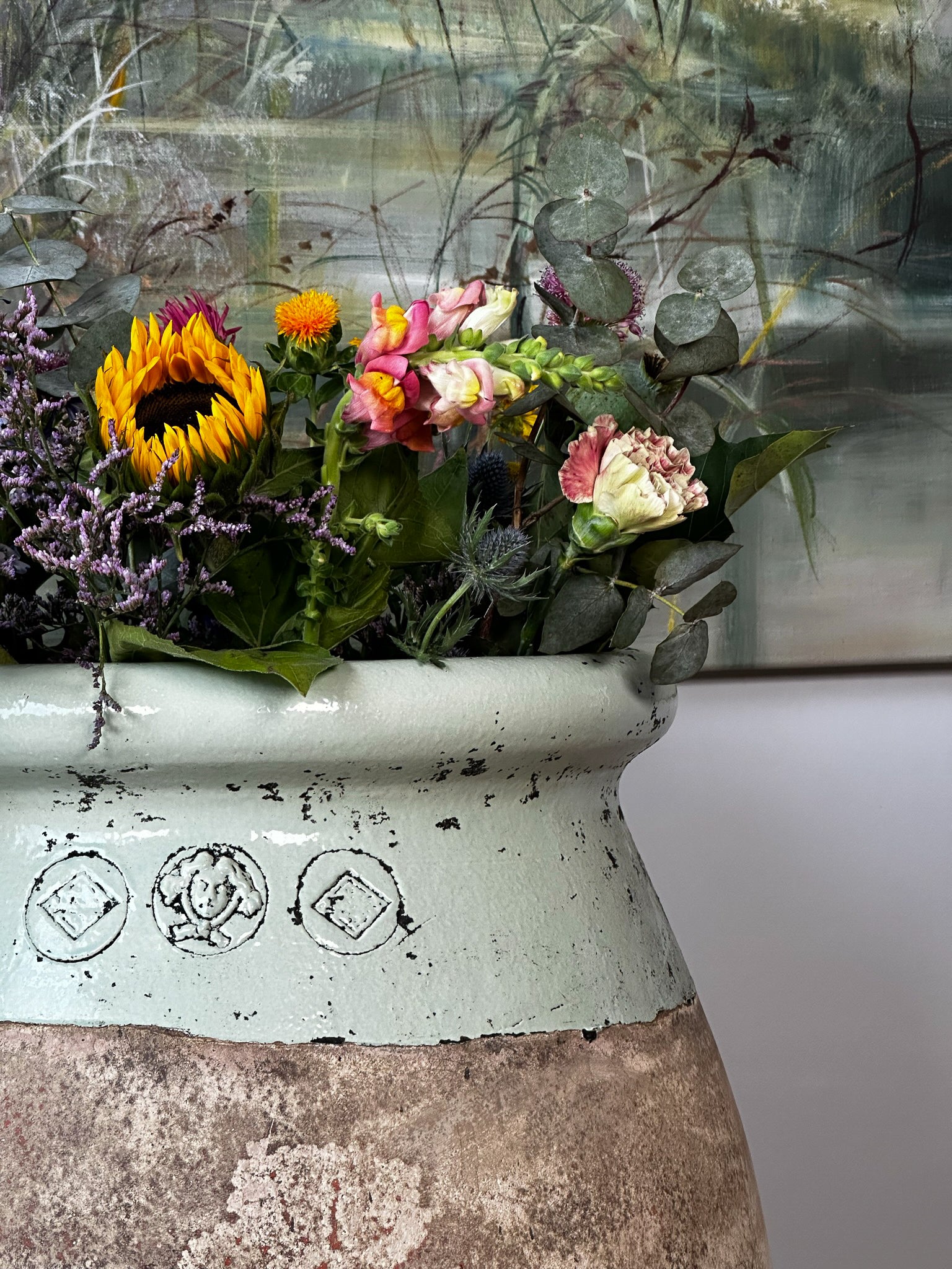 Olive Jar with Prestige Patina and Almond Green Glaze